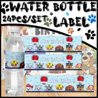 Paw Patrol Water Bottle Label Cute Self-adhesive Stickers Bright Color Disposable Decoration Boys Girls Birthday Party Supplies