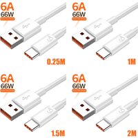 USB Cable 66W Fast Charging Phones Wire USB-A To Type C Data Cord for Xiaomi Samsung iPhone Oneplus Redmi Huawei P70 USB C Cable