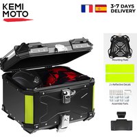 KEMIMOTO Motorrad-Topcase Universeller Aluminium-Koffer Motorrad-Heckbox 45L 55L 65L Wasserdicht mit Schloss & Rückenkissen