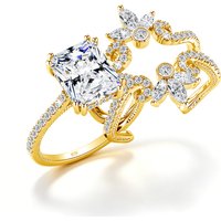 2-Piece Stackable Moissanite Ring Redion Cut 925 Sterling Silver 18k Gold Plated Engagement Wedding Ring for Bridal Jewelry