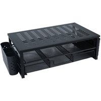 Monitor Stand, Desk Organiser with Drawer and 2 Pen Holders, Monitor Riser for Screen&Laptop, Ergonomic Desktop Stand for Office