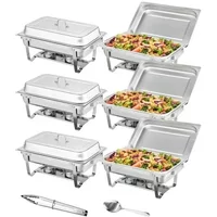 Singweller 2/4/6 Packs 8QT Rectangle Chafing Dish w/ Full Size Pans Buffet Catering Warmer Server Folding Stand Fuel Holder Tray