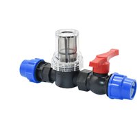 25mm 32mm PE Pipe Water Filter With Plastic Tube Quick Connector 80 Mesh Filter Garden Drip Irrigation Adapter