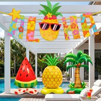 Hawaiian Tropical Party Decorations Giant Standing Foil Coconut Pineapple Balloons Aloha Banner Summer Beach Pool Party Supplies