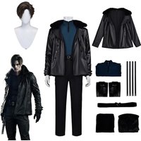 Horror Movie Resident Evil Cosplay Costume Leon Kennedy Full Set Coat Belt and Wig Game Outfit for Comic Con Halloween Role Play
