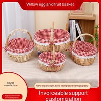 Handwoven Willow Rattan Basket Egg and Fruit Basket Portable Outdoor Picnic Storage Basket Flower Present Organizer for Wedding