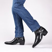 Men's leather shoes, British sleeve, retro handcrafted high-top business leather boots
