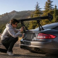 Schwarzer Universeller GT Heckflügel 110cm Einlage Leichtes Aluminium Verstellbar JDM Drift BGW Racing Auto Spoiler Zubehör Versand aus lokalem Lager