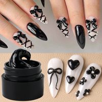5ml Black 3D Sculpting Gel for Nail Quickly Extension Elegant Carving Flower Nail Art Shaping Non Stick Hand Jelly Hard Gel
