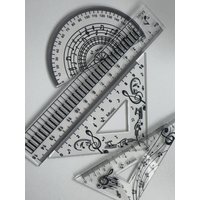 Transparent Music Note Ruler Set Piano Keyboard Design Straight Triangle Circle Ruler for School Stationery