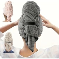 Ultra-Soft Quick-Dry Microfiber Hair Towel Wrap with Elastic Band Lightweight Absorbent for All Hair Types Curly Straight