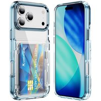 Transparent Card Slot Bag Holder Phone Case For iPhone 17 15 14 13 11 12 16 17 Pro Max Shockproof Protection Hard Acrylic Cover