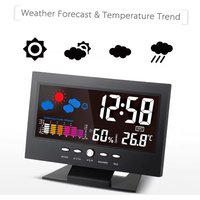 Digital Thermometer Colorful LCD For Clock Alarm Calendar Weather Station Voice Control Function Hygrometer With Base