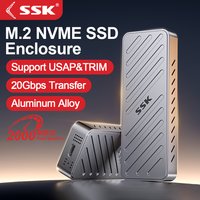 SSK M.2 NVMe SSD Enclosure 20Gbps External Hard Drive Case Tool Free Aluminum Alloy NVMe To Type-C SSD Case Adapter for PC Case