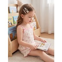 1-7T Kids Summer Homewear Set Sweet Floral Girls Camisole + Shorts Children Flower Household Clothes 2PCS