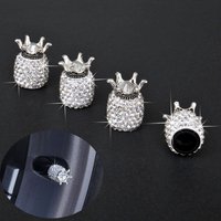 2/4Pcs Bling Diamond Crown Car Tire Valve Caps Tyre Rim Stem Covers Dust Proof Decorative Motorcycle Bicycle Universal Caps