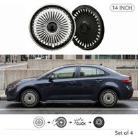 4pcs 14 Inch Car Wheel Hubcaps Universal Silver Black Rim Covers Protective Hub Cap Skin Automotive Exterior Accessories Decor