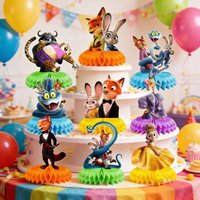 Zootopia Judy Honeycomb Desktop Decor Zootopia Birthday Party DIY Table Toppers Decor Baby Shower Party Decoration Gifts