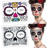 Day of The Dead Skull Face dress up Temporary Tattoo Stickers Pop Halloween Facial makeup Special Waterproof Face tattoo