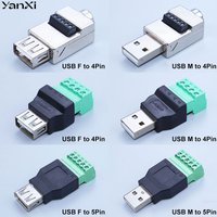 1PC USB 2.0 Male Female to 4/5Pin Screw Connector USB Jack with Shield Screw Terminal Plug Socket for Computer TV Keyboard Mouse