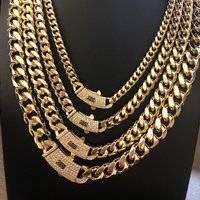 VCT 18mm Long Lock Rectangular Zircon Prong Set Cuban Necklace Ice Crystal Small Crystal Zircon Chain Hip Hop Rock Jewelry