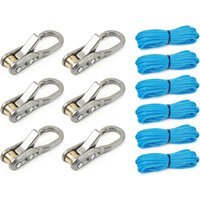 Rope Ratchet, 6-Pack Rope Roller Tensioner, Heavy-Duty Retractable Buckle, Down Tool for Camping, Tarp, Boating, Outdoor Gear