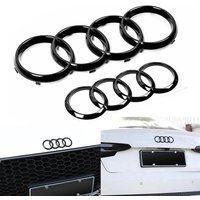 For Audi A3 A4 A5 A6 A7 Q2 Q3 Q5 Q8 TT ABS Black Hood Front Bonnet Grill Rear Trunk Emblem Logo Badge Sticker Decal 4 Ring Logo