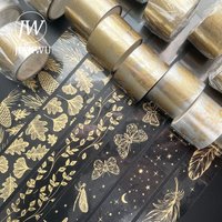 JIANWU 3cm*300cm Journal Collage Material PET Washi Tape Bronzing Transparent Scrapbooking Stationery Decoration Masking Tapes