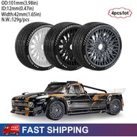 4PCS 17mm Hex RC Car High Grip Rubber Wheels Tires for 1/7 1/8 Arrma Infraction F1 Felony KM Hongnor X3GT Upgrade Parts