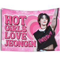 K-Pop Idol Pink American Flag Wall Tapestry Trendy Y2K Aesthetic, Fan Merch, Stylish Room Decor for K-Pop Enthusiasts Teen Fans