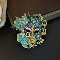 Medieval Women Men Prom Mask Enamel Badges Brooches Elegant Unisex Party Banquet Design Drip Oil Pin Accessories