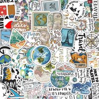 10/30/50pcs Outdoor Travel Cartoon Stickers World Map Landscape Decals DIY Laptop Journal Notebook Holiday Vacation Sticker Pack