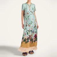Women's Casual Short Sleeve Bohe Party Dress Elegant Chic Pattern Print Summer Dress Fashion Tassel Spliced Vacation Long Dress