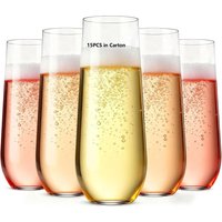 15PCS Free BPA 9oz Flute Recyclable Unbreakable & Clear Plastic Champagne Glasses Flute Party Wine Tasting Wedding New Years Eve