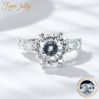 JoyceJelly Luxury 5carat 11mm 100 Faceted Cut Portuguese Cutting Moissanite Ring For Women 925 Sterling Silver Wedding Jewelry