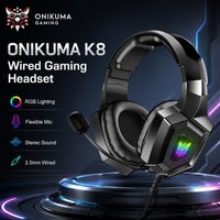 ONIKUMA K8 Kabelgebundenes Gaming-Headset RGB Over-Ear-Kopfhörer Flexibles Mikrofon Surround-Sound 3,5mm für PC PS4 Xbox Switch Gamer