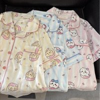 Anime Chiikawa Women's Sleepwear Spring Autumn Summer Cotton Short Sleeve Short Pants Two Piece Cute Home Clothes Girls' Pajamas