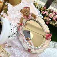 Cute bear makeup mirror desktop decorative mirror can be hung on the wall dual-purpose makeup mirror