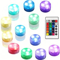 Submersible LED Lights Waterproof Underwater RGB with Remote Control Colour-Changing Light, Battery-Operated Flameless Lamps