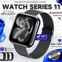 2026 Nouvelle Montre Connectée pour iOS Watch Series 11, Écran AMOLED Ultra HD, GPS, NFC, Fréquence Cardiaque, Étanche IP68, Sport, Fitness, Appels, Bracelet Intelligent