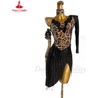 Latin Dance Dress for Women Senior AB Stones Leotard Fringe Skirt Rumba Chacha Tango Performance Clothing Latin Dancing Dresses