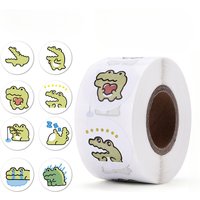 100-500 Pcs 2.5cm Cute Animal Crocodile Stickers Roll for Envelope Praise Reward Student Kid Work Label Stationery Seal Label