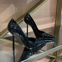 European and American temperament stone patterned high heels for women, new slim heel pointed sexy professional single shoes