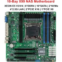 Topton 10-Bay X99 NAS Motherboard XEON E5 V4 C612 6*DDR4 10*SATA 2*NVMe 4*2.5G LAN 3*PCIE Split Firewall Server M-ATX Mainboard