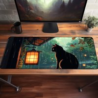 Anime Desk Mat Cute Green Floral Ghibli Lofi Large Mouse pad Cottagecore Japanese Desk Mat Aesthetic Gamer Decor Cozy Workspace