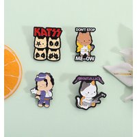 Cute Cartoon Cats Animal Music Enamel Pins Don't Stop Meow Brooches Backpack Clothes Lapel Badge Jewelry Gift for Friends