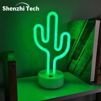 Cactus Neon Sign Lights, LED Neon Table Lamp, USB or Battery Powered Lighting, for Gift Bar Party Camping Summer Home Decor