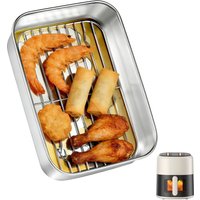 Stainless Steel Casserole Dish for Airfyer, Stainless Steel Rectangular Baking Mould, Large Baking Mould,Hot Air Fryer Mould