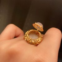 Retro High Sense Glass Ring Niche Design Can Open the Essential Oil Sachet Zircon Opening Index Finger Ring Jewelry