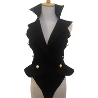 Sexy High Fork Bodysuit Personalized Fashion Black White Female Model GOGO Female Singer Dance Party Stage Performance Costume